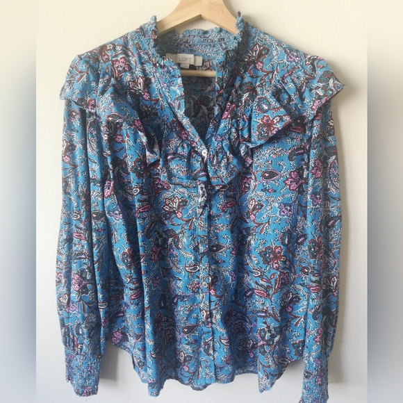 LOFT Tops - Ann Taylor LOFT Size L Floral Long Sleeve Blouse
